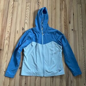 Nike Sports Light Blue Colorblock Hooded ZipUp Jacket Retro Windbreaker Athletic